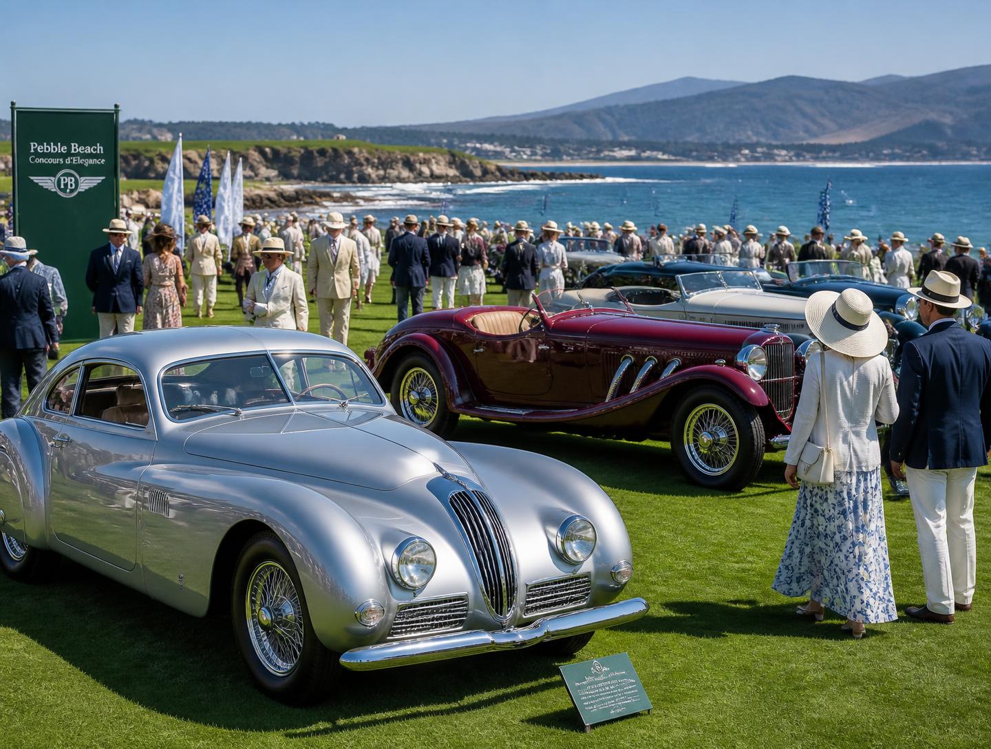 Classic cars on the lawn during Concours weekend