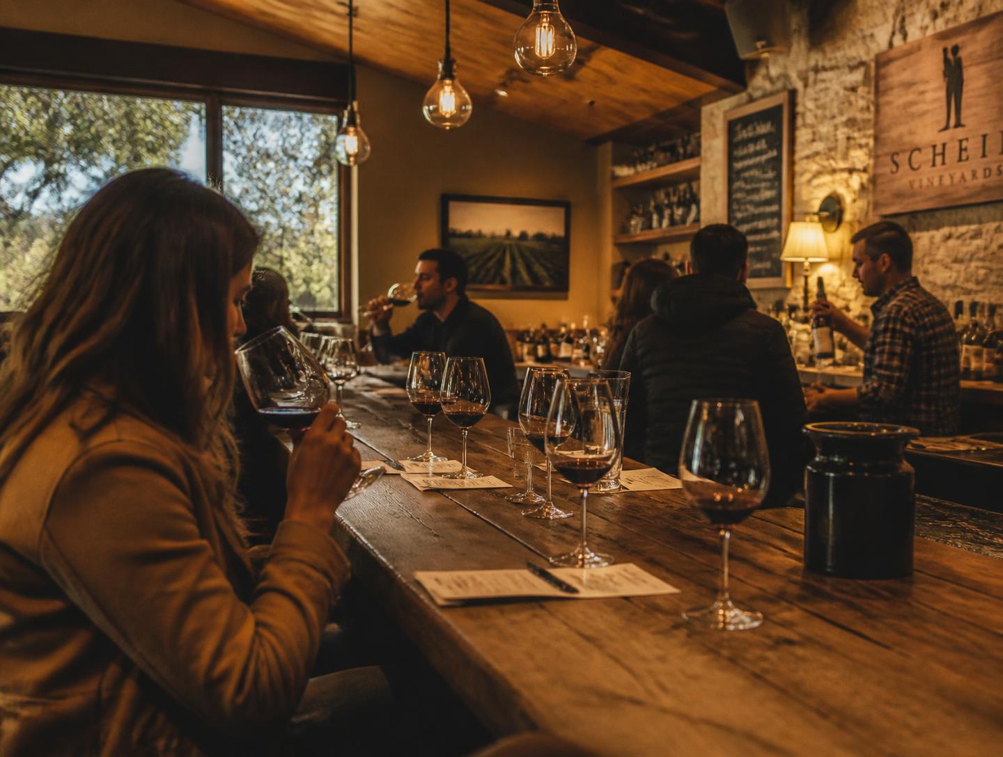 Wine tasting at a Carmel Valley tasting room bar