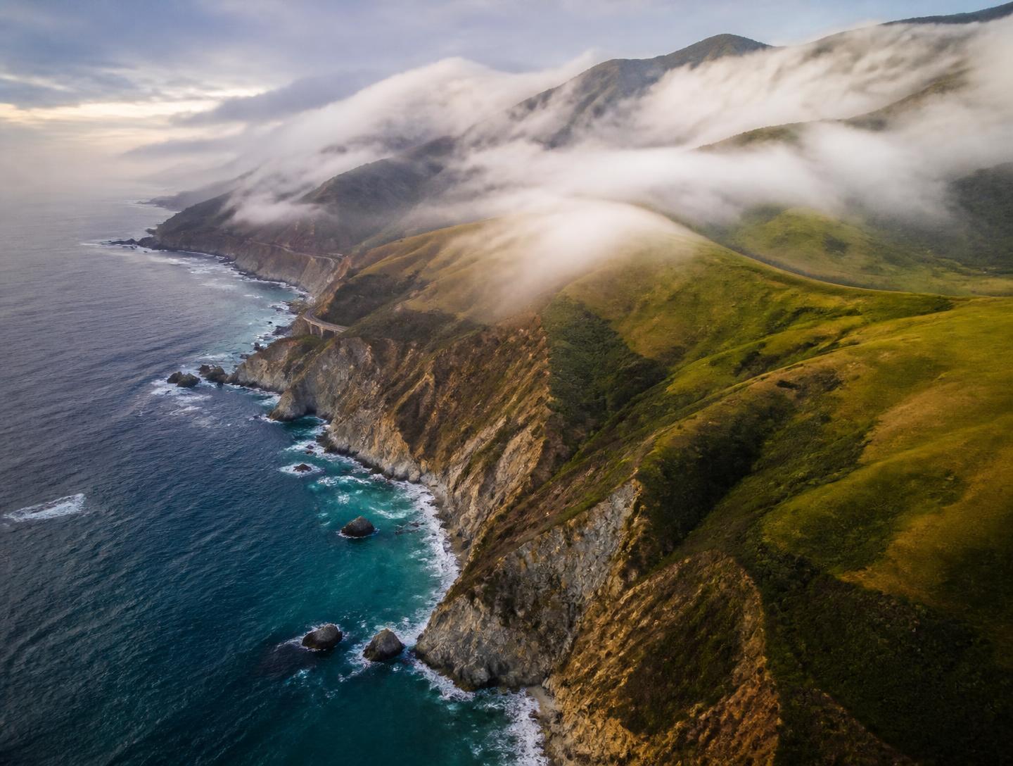 Fog rolling over the Big Sur cliffs
